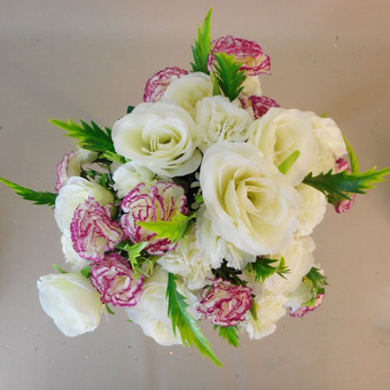 Artificial Roses and Carnations Bouquet Cream Pink 40cm Artificial Flowers